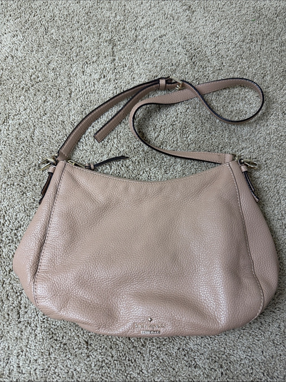 kate spade | Pebble Leather Shoulder Bag in Blush Beige